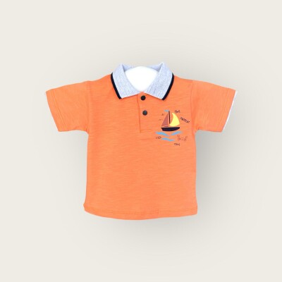 Wholesale Baby Boys T-shirt 6-18M Algiy Mini 2047-3551 Оранжевый 