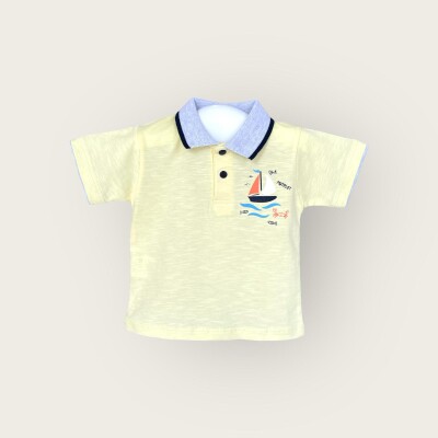 Wholesale Baby Boys T-shirt 6-18M Algiy Mini 2047-3551 Light Yellow