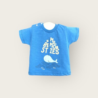 Wholesale Baby Boys T-shirt 6-18M Algiy Mini 2047-3552 Светло-серовато- синий