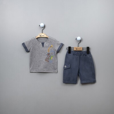 Wholesale Baby Boys T-shirt Set with Shorts 6-18M Kumru Bebe 1075-3850 Серый 