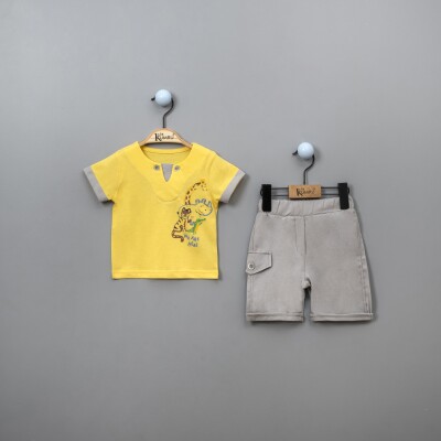 Wholesale Baby Boys T-shirt Set with Shorts 6-18M Kumru Bebe 1075-3850 Жёлтый 