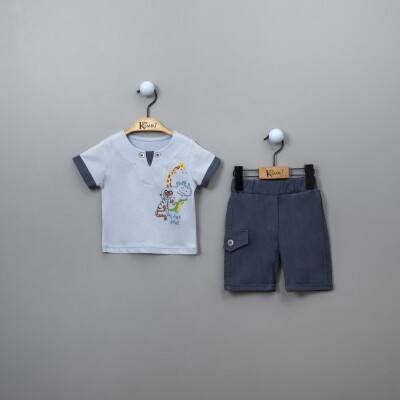 Wholesale Baby Boys T-shirt Set with Shorts 6-18M Kumru Bebe 1075-3850 Blue