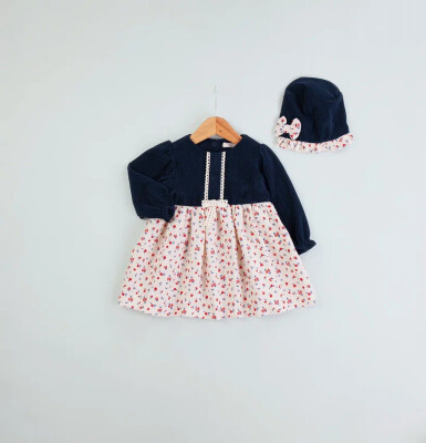 Wholesale Baby Girl 2-piece Velvet Dress and Hat 3-12M BabyRose 1002-4687 - 2