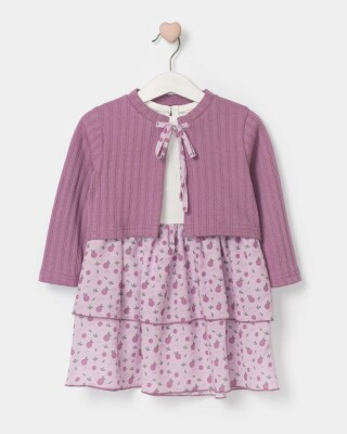 Wholesale Baby Girl 2 Pieces Drawstring Front Dress and Jacket Set Suit 9-24M Bupper Kids 1053-24520 - Bupper Kids