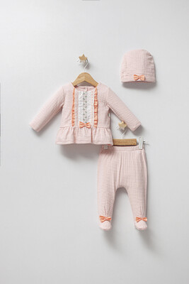 Wholesale Baby Girl 3-Piece Body, Beret and Pants Set 0-1M Tongs 1028-5213 - Tongs