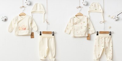 Wholesale Baby Girl 3-Piece Bodysuit Set 1-6M Ciccimbaby 1043-5064 - Ciccimbaby