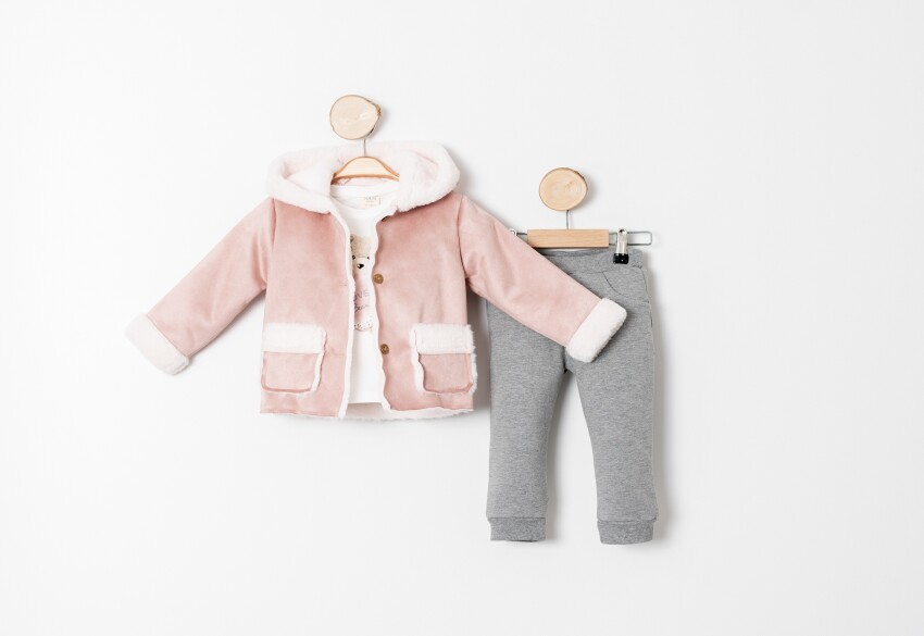 Wholesale Baby Girl 3-Piece Coat, Body and Pants Set Sani 9-24M 1068-10025 - 2