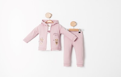 Wholesale Baby Girl 3-Piece Tracksuit 9-24M Sani 1068-10003 Pink