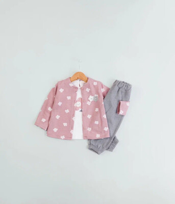 Wholesale Baby Girl 3pcs Cardigan Body and Pants Set 9-24M BabyRose 1002-4624 - 3