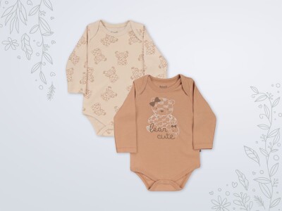 Wholesale Baby Girl Baby Girl 2-piece Bodysuit Set 3-18M Miniworld 1003-18513 Miniworld 1003-18513 Light Brown 