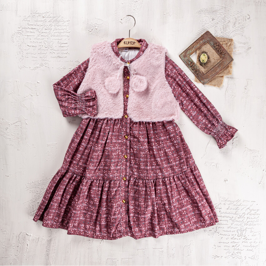 Wholesale Girls 2-Piece Dress and Vest Set 6-9Y Elayza 2023-2287 - 2