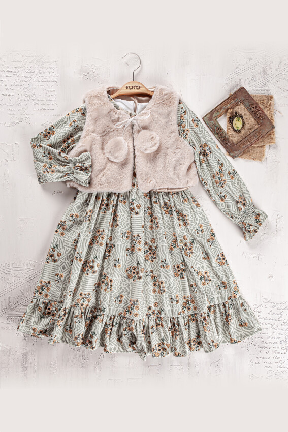 Wholesale Girls 2-Piece Dress and Vest Set 6-9Y Elayza 2023-2287 - 1