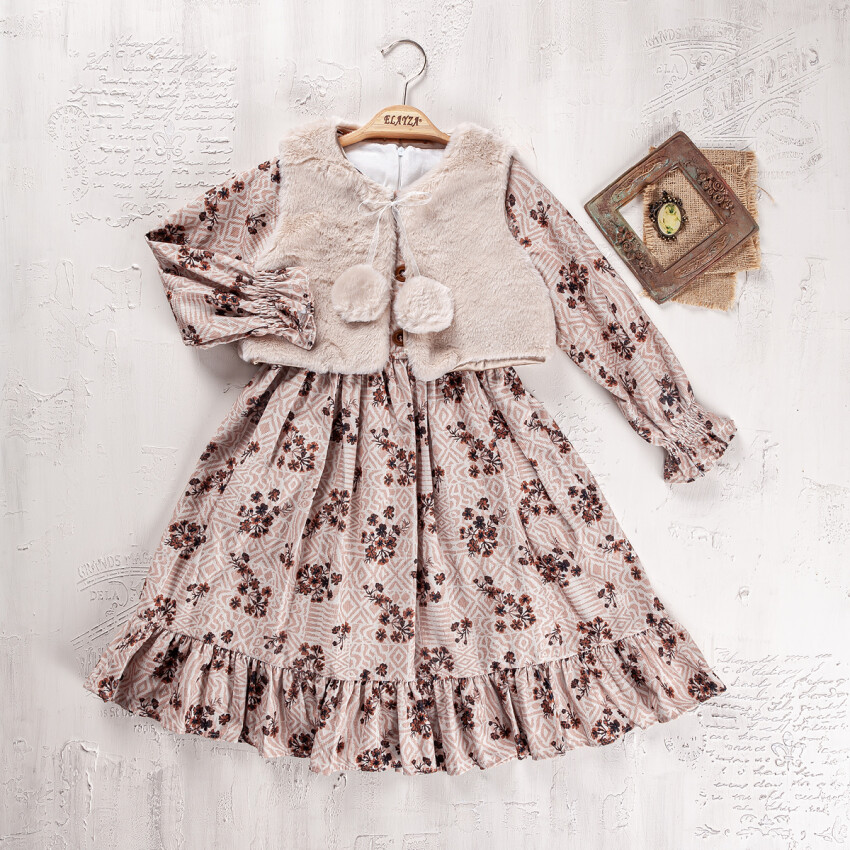 Wholesale Girls 2-Piece Dress and Vest Set 6-9Y Elayza 2023-2287 - 3