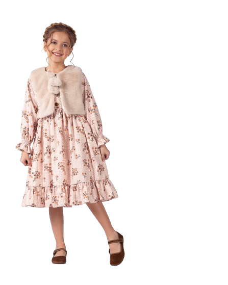 Wholesale Girls 2-Piece Dress and Vest Set 6-9Y Elayza 2023-2287 - 4