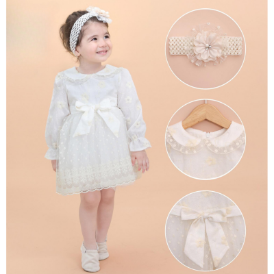 Wholesale Baby Girl Dress with Bandanas 9-24M Lilax 1049-6474 - Lilax