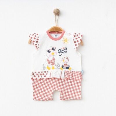 Wholesale Baby Girl Duck Print Polka Dot Short Romper 1-6M Hoppidik 2017-2293 - Hoppidik