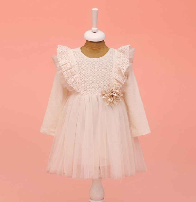 Wholesale Baby Girl Flower Detailed Dress 9-24M Lilax 1049-6603 - 1