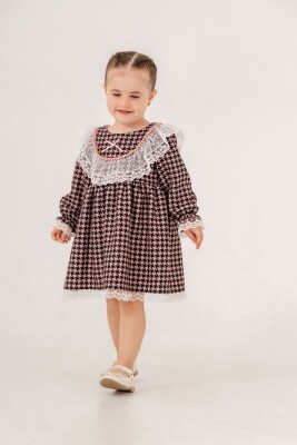 Wholesale Baby Girl Houndstooth Dress with Lace 9-24M Eray Kids 1044-6362 - Eray Kids