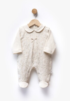 Wholesale Baby Girl Lace Fabric Jumpsuit 0-6M Bebbemini 2065-BM-2336 Cream