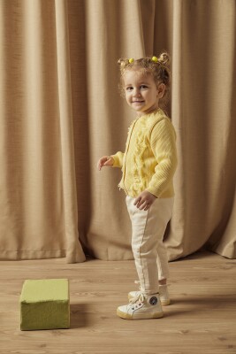 Wholesale Baby Girl Organic Cotton Tassel Cardigan 6-36M Uludağ Triko 1061-21153 Yellow