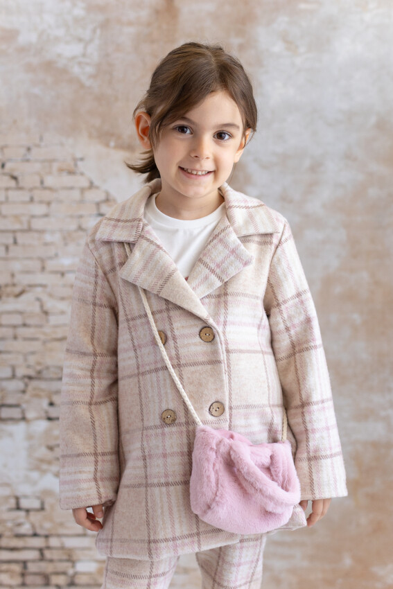 Wholesale Baby Girl Plaid Coat with Bag Accessories 9-48M Mininio 2062-252M2PRI22 - 1