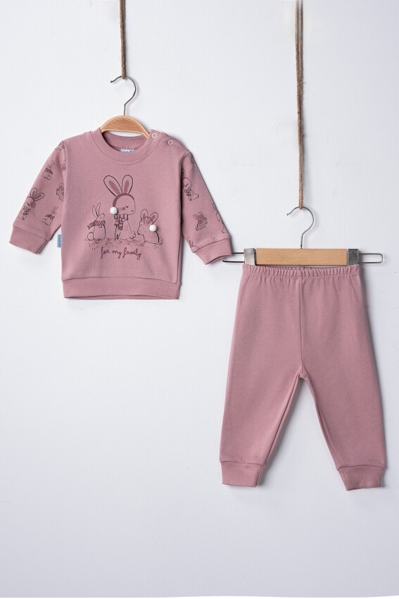 Wholesale Baby Girl Rabbit Pajama Set 3-9M Hoppidik 2017-2391 - 3