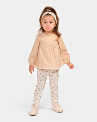 Wholesale Baby Girl Torn Collar Set Suit 6-18M Bupper Kids 1053-24500 Beige