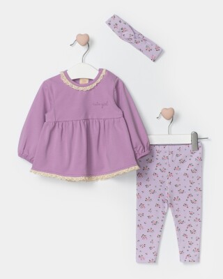 Wholesale Baby Girl Torn Collar Set Suit 6-18M Bupper Kids 1053-24500 Lilac