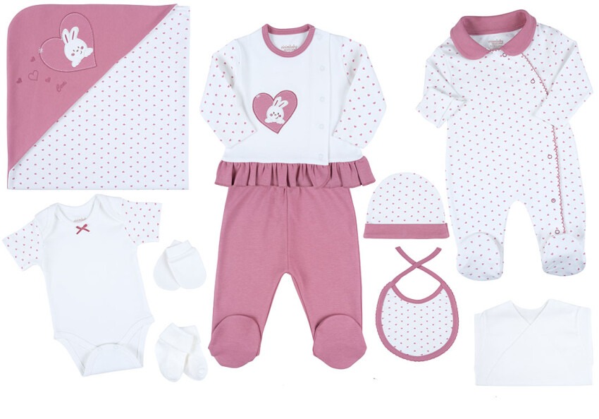 Wholesale Baby Girls 10-Piece Newborn Set 0-3M Ciccimbaby 1043-4809 - 1