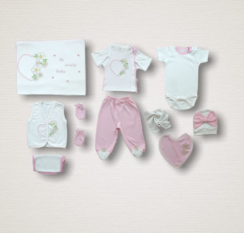 Wholesale Baby Girls 10-Piece Newborn Set 0-6M Tomuycuk 1074-15276 - 1