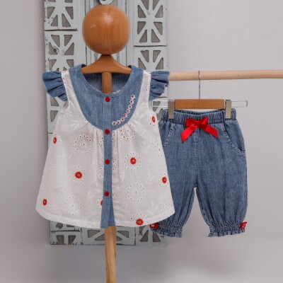 Wholesale Baby Girls 2-Piece Blouse and Pants Set 9-24M Minibombili 1005-6363 - Minibombili