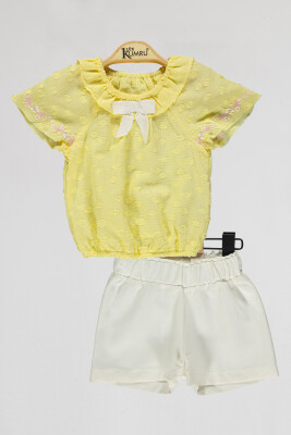Wholesale Baby Girls 2-Piece Blouse and Short Set 6-18M Kumru Bebe 1075-4059 Yellow