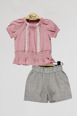 Wholesale Baby Girls 2-Piece Blouse and Shorts Set 6-18M Kumru Bebe 1075-4001 - Kumru Bebe