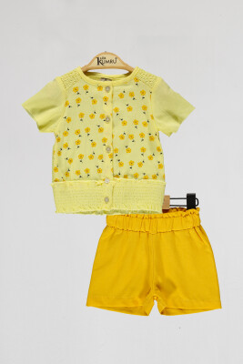Wholesale Baby Girls 2-Piece Blouse and Shorts Set 6-18M Kumru Bebe 1075-4040 Yellow