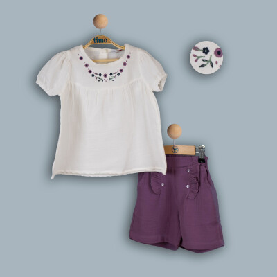 Wholesale Baby Girls 2-Piece Blouse and Shorts Set 6-24M Timo 1018-TK4DT202240751 Purple