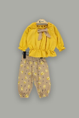 Wholesale Baby Girls 2-Piece Blouse Set With Pants 6-18M Kumru Bebe 1075-3851 Горчичный