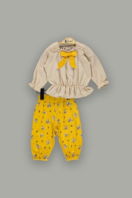 Wholesale Baby Girls 2-Piece Blouse Set With Pants 6-18M Kumru Bebe 1075-3851 Бежевый 