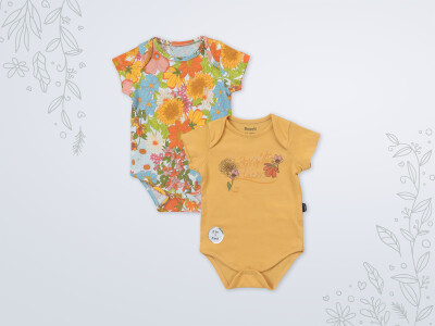 Wholesale Baby Girls 2-Piece Bodysuit 3-18M Miniworld 1003-18199 Горчичный