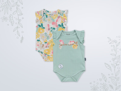 Wholesale Baby Girls 2-Piece Bodysuit Set 3-18M Miniworld 1003-18211 - Miniworld (1)