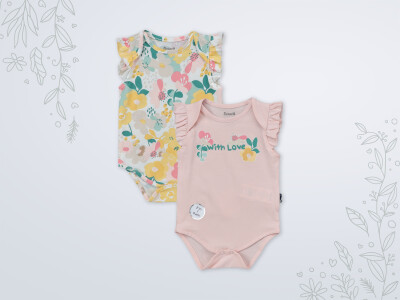 Wholesale Baby Girls 2-Piece Bodysuit Set 3-18M Miniworld 1003-18211 - Miniworld