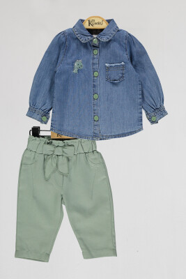 Wholesale Baby Girls 2-Piece Denim Shirt and Pants Set 6-18M Kumru Bebe 1075-4041 - 2
