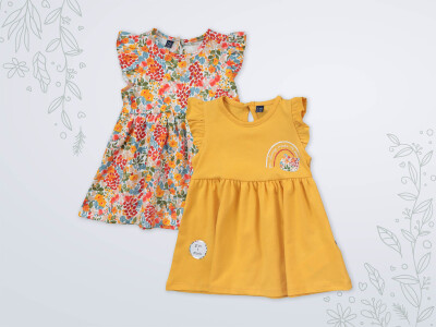 Wholesale Baby Girls 2 Piece Dress 3-18M Miniworld 1003-18166 Горчичный