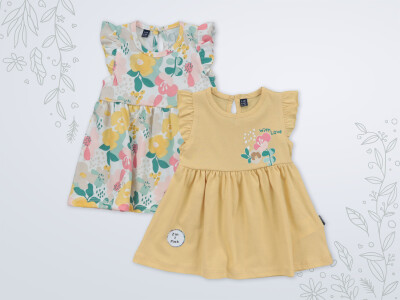 Wholesale Baby Girls 2 Piece Dress 3-18M Miniworld 1003-18212 Горчичный
