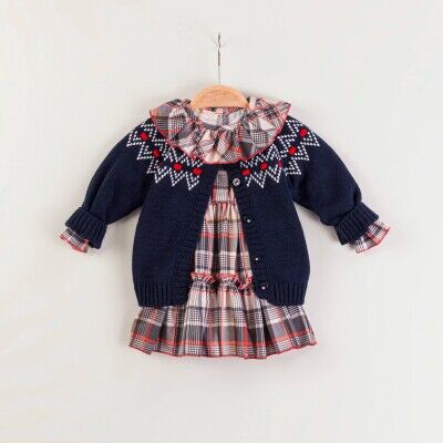 Wholesale Baby Girls 2-Piece Dress and Cardigan Set 9-24M Babymuz 2009-5123 Navy 