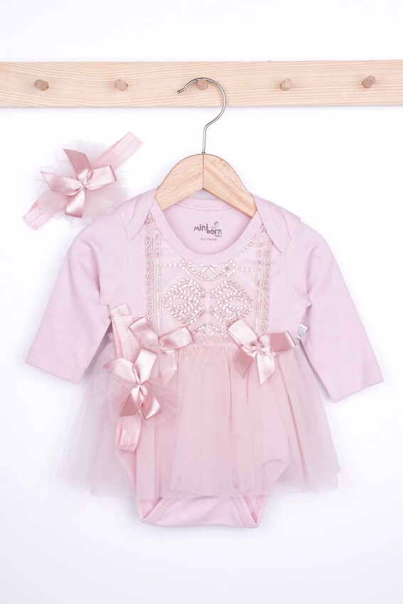 Wholesale Baby Girls 2-Piece Dress and Headband Set 0-12M Miniborn 2019-2199 - 2