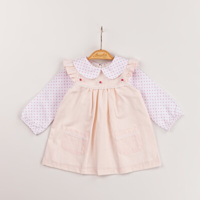 Wholesale Baby Girls 2-Piece Dress and Shirt Set 6-18M Minibombili 1005-6574 Pembe