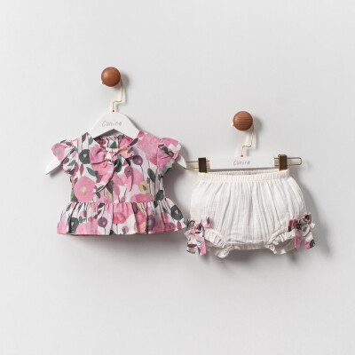 Wholesale Baby Girls 2-Piece Dress and Shorts Set 6-18M Cumino 1014-CMN3435 Пурпурный 