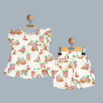 Wholesale Baby Girls 2-Piece Dress and Shorts Set 6-24M Timo 1018-TK4DT202243721 Жёлтый 