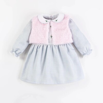 Wholesale Baby Girls 2-Piece Fur Vest and Dress Set 9-24M Bombili 1004-6505 - Bombili (1)