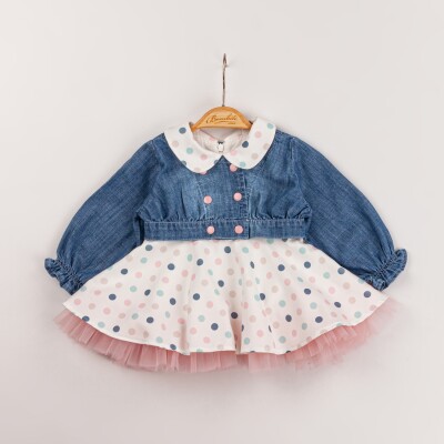 Wholesale Baby Girls 2-Piece Jacket and Dress Set 9-24N Bombili 1004-6598 Blanced Almond